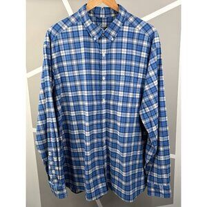 Vineyard Vines Performance On The Go Brrr Button Down Shirt Men’s XXL Blue Plaid
